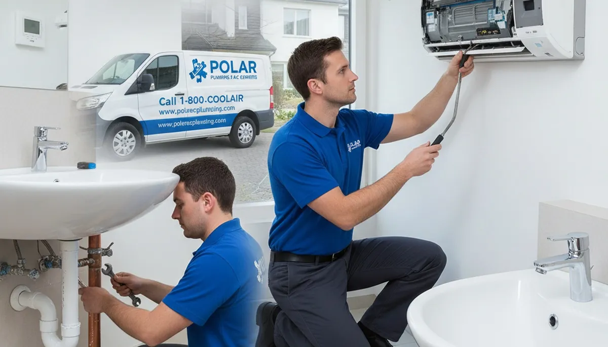 Technician repairing home plumbing and AC system in Minneapolis MN for Five Star Cooling